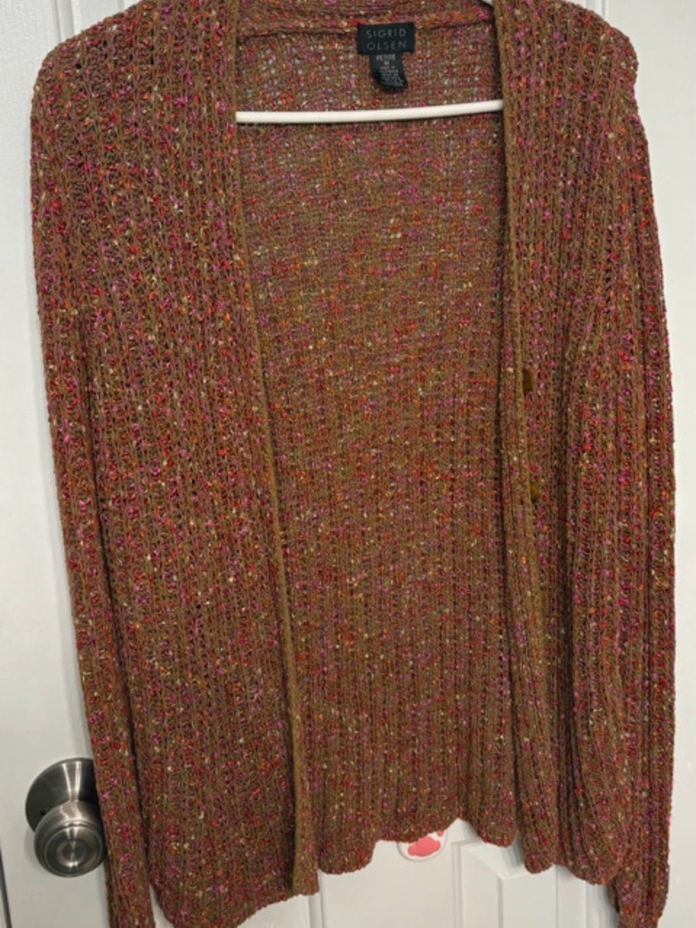 Sigrid Olsen Rust Multicolor Fleck Open Cardigan